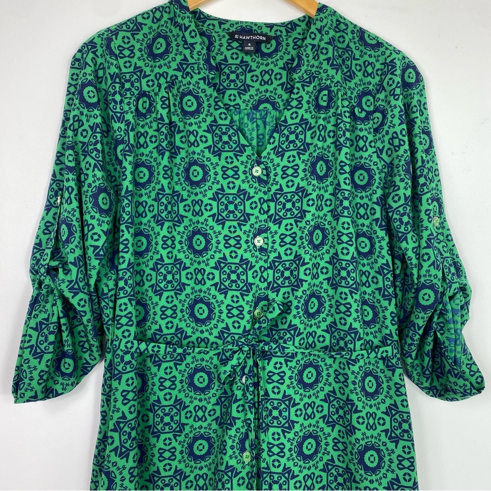 41 Hawthorn dress green and navy blue size medium - Picture 4 of 13